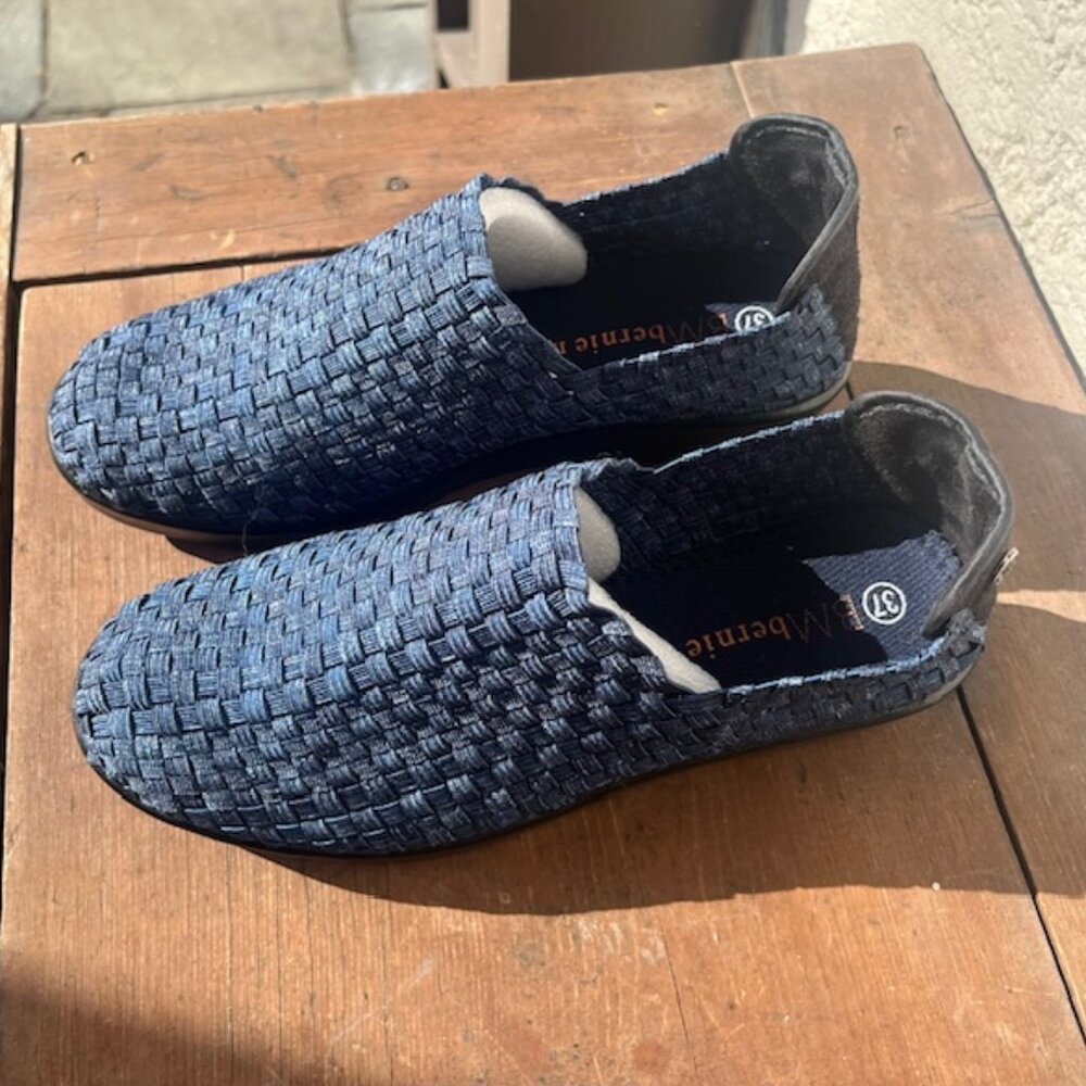 Bernie Mev Blue Smooth Cha Cha Woven Slip-Ons - Picture 5 of 12